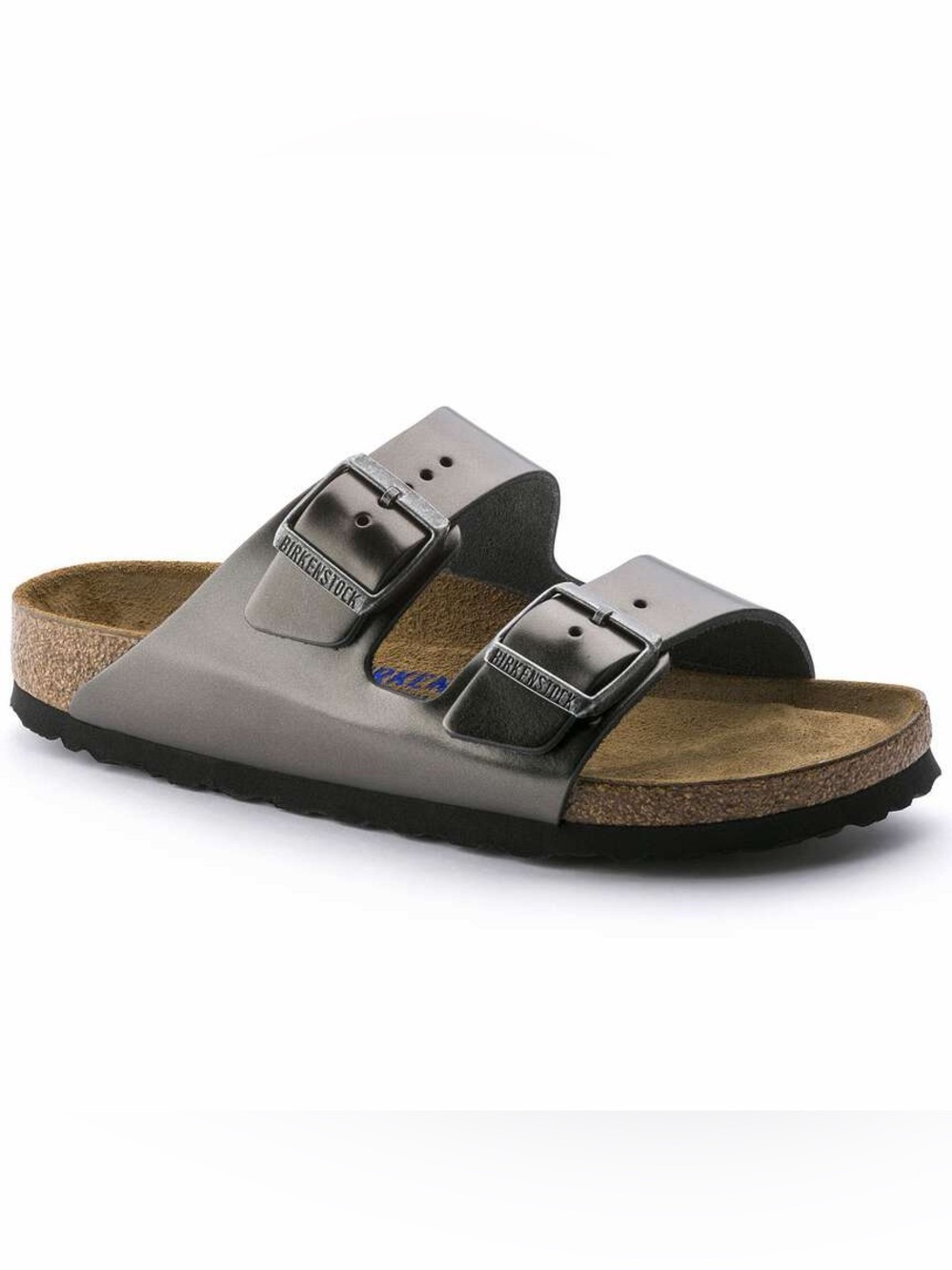 Birkenstock Arizona Sandal Soft Footbed in Metallic Anthracite